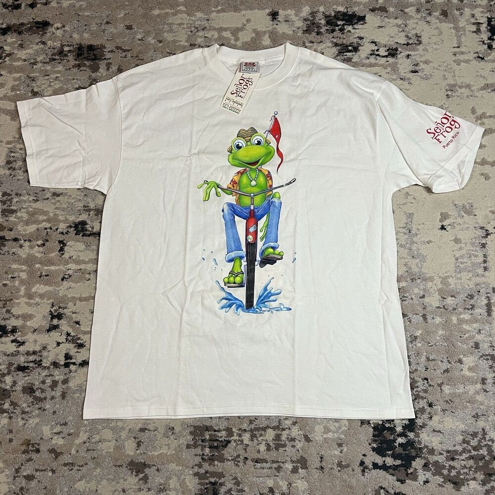 Vintage New NWT Senor Frogs Puerto Rico Biker Beer T Shirt Sz 2XL Y2K